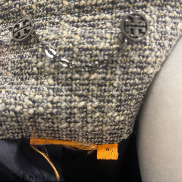 Tory Burch Black and white  Tweed jacket with beaded trim size 6 - Picture 8 of 10